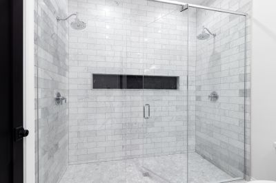 Walk-in Shower with Stone Accents